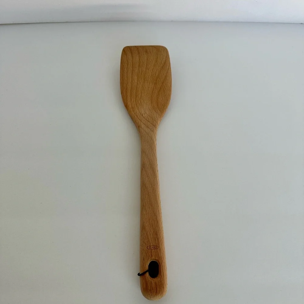 NWOT OXO Wooden sauté one peace cookware paddle hanging hole allows for storage
